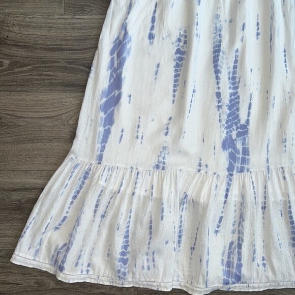 RAILS Delilah Midi Dress Cloud Tie Dye White & Blue Ruffle Hem Small *Tiny Flaw! - Picture 8 of 12